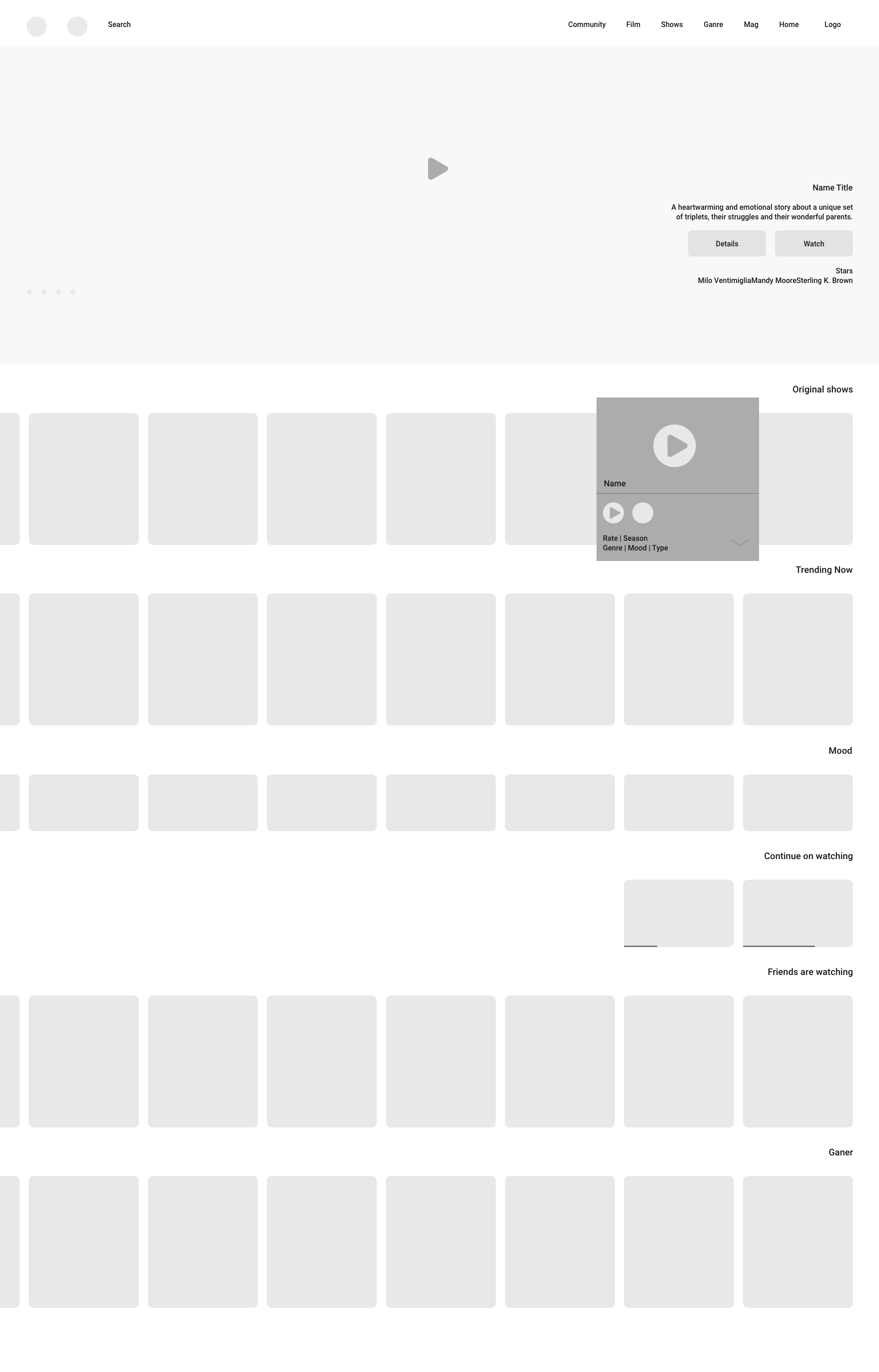 Namava content discovery wireframes