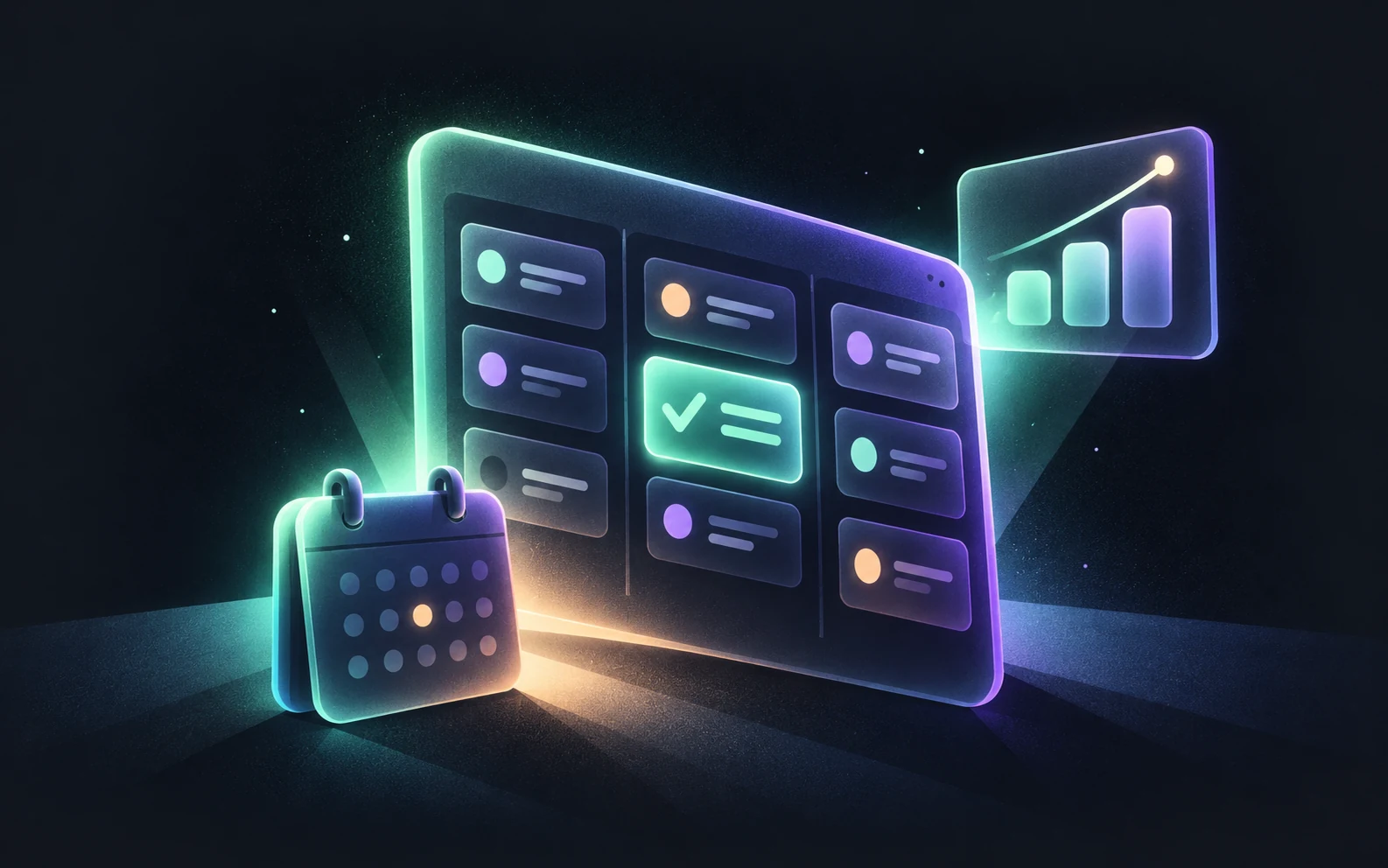 Product evaluation board with a checkmark and analytics chart