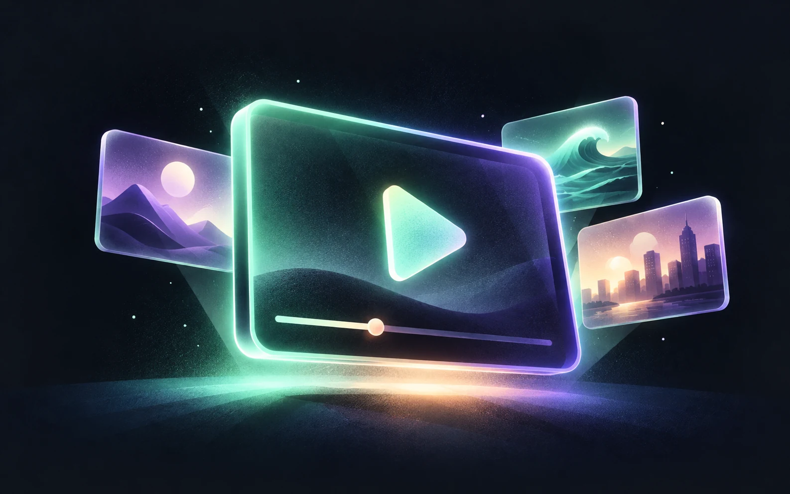 Streaming player surrounded by video thumbnails